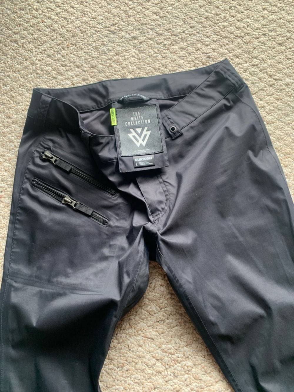 Burton The White Collection Dryride Snowboard Pants large Black Bootcut biker
